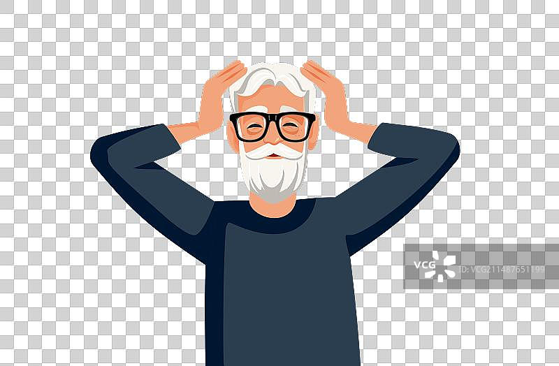 感到恼火和压力的老年男人图片素材