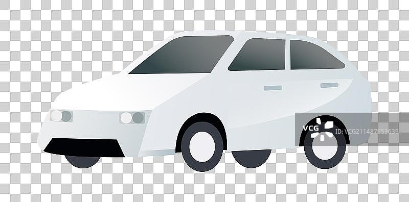 白色汽车插画元素，新能源电动汽车充电插画元素，说明走向绿色新能源汽车环保碳达峰插画图片素材