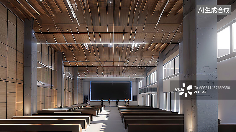 【AI数字艺术】现代城市建筑内部空间图片素材