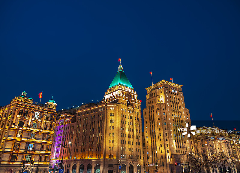 上海外滩，南京路，和平饭店。图片素材