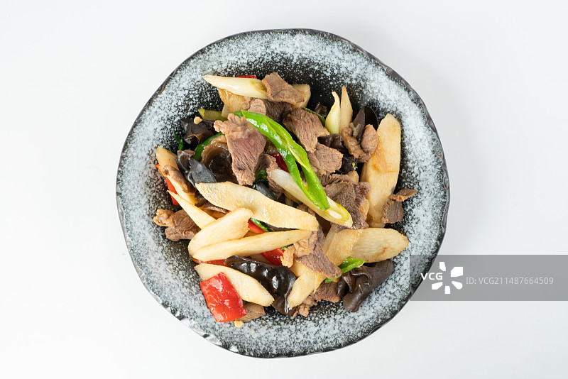 山药木耳炒肉丝图片素材