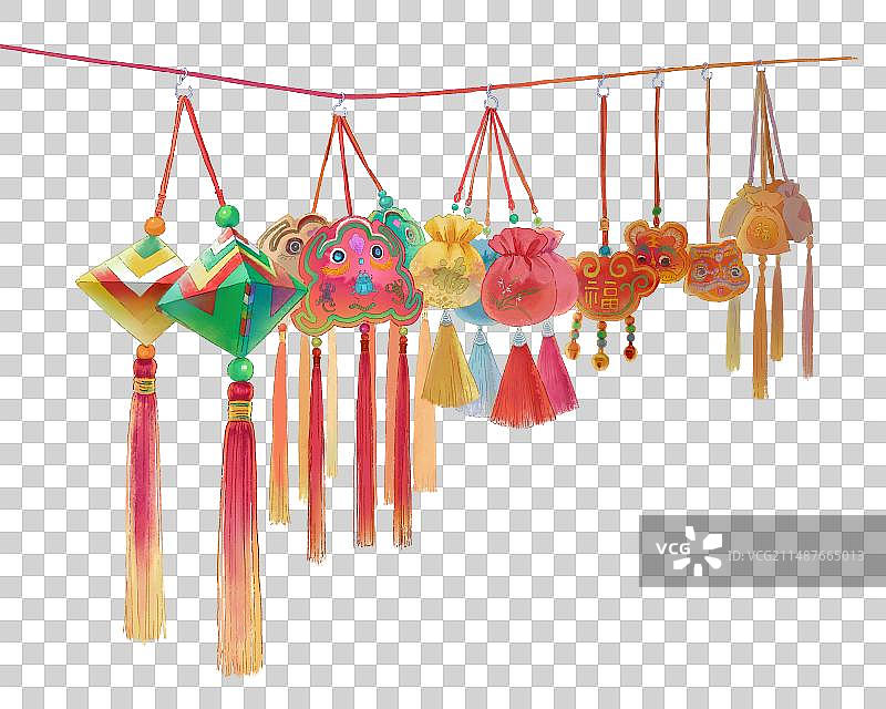 插画风格端午节香包图片素材