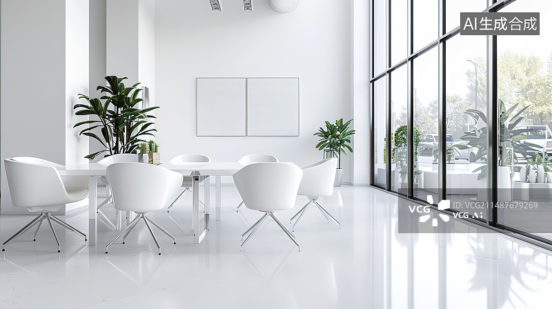 【AI数字艺术】现代风格办公室内会议室图片素材
