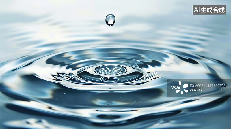 【AI数字艺术】水滴落在水上的特写镜头图片素材