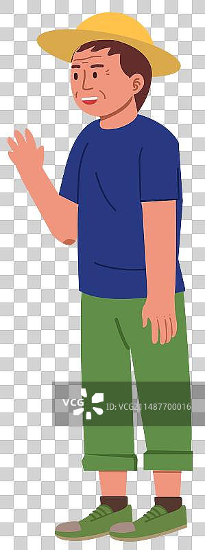 乡村振兴农民农业乡村乡下乡民村民男人老人打招呼人物元素素材插画图片素材