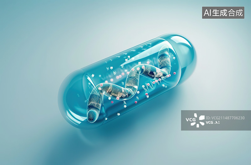 【AI数字艺术】蓝色背景下容器中药物的高角度视图图片素材