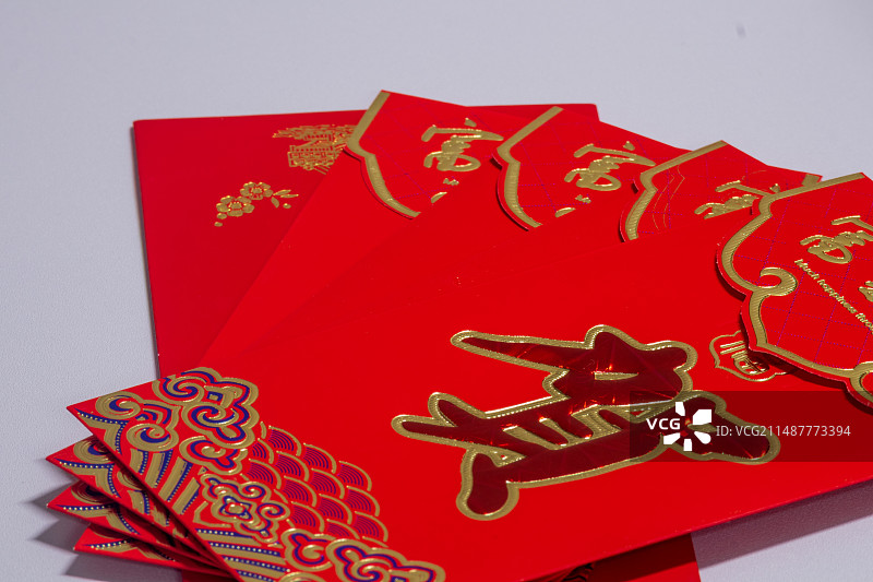 静物展开铺放的红包特写图片素材