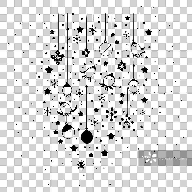 儿童涂鸦装饰雪花圣诞节图片素材