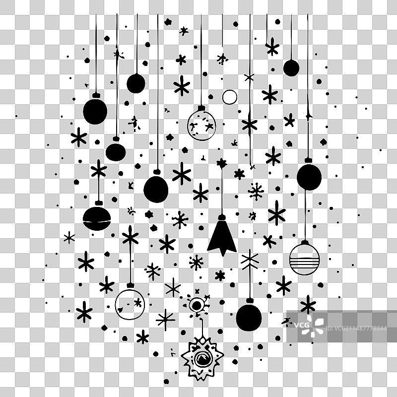 儿童涂鸦装饰雪花圣诞节图片素材