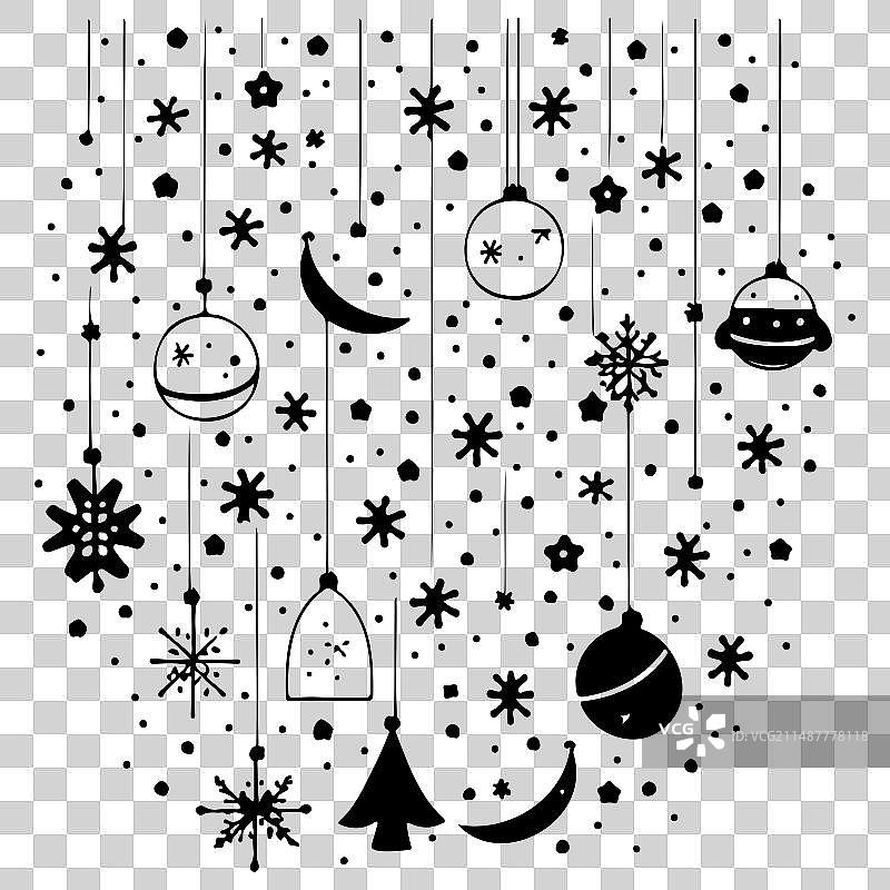 儿童涂鸦装饰雪花圣诞节图片素材