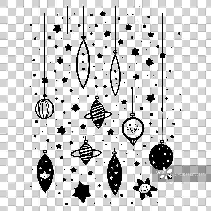 儿童涂鸦装饰雪花圣诞节图片素材