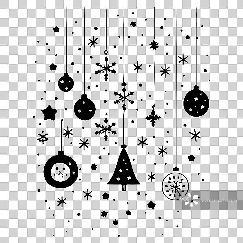 儿童涂鸦装饰雪花圣诞节图片素材