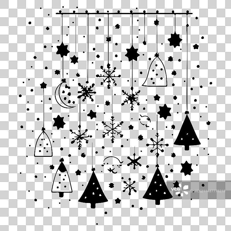 儿童涂鸦装饰雪花圣诞节图片素材