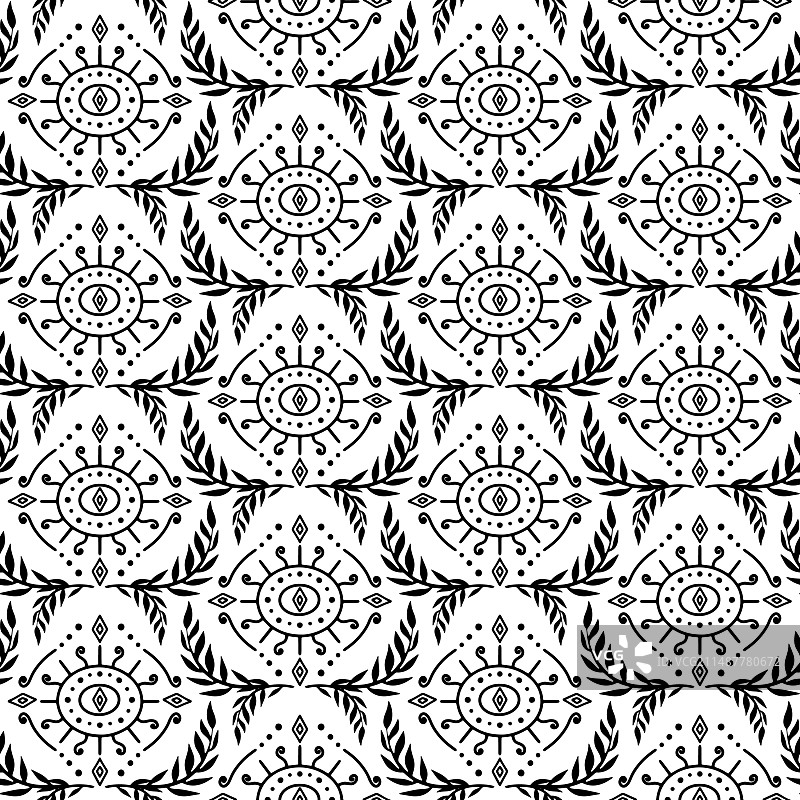 白色背景上的黑色锦缎无缝图案图片素材