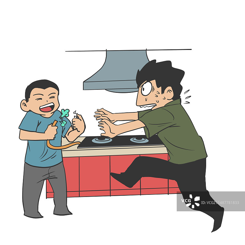 燃气安全使用常识 不要让孩子在厨房玩耍 防止出现爆燃等危险图片素材