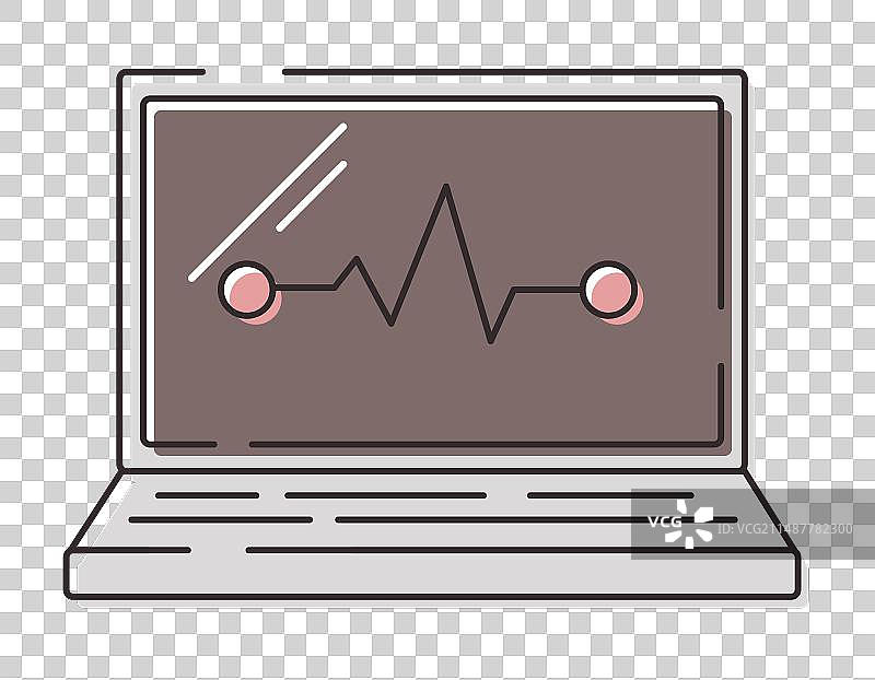 孤立的带电脑的线条图标图片素材