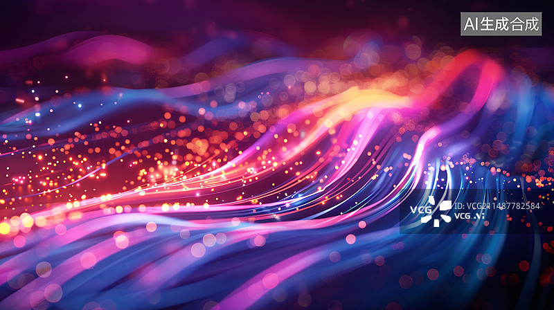 【AI数字艺术】流线型速度光线蓝紫色特效背景，通信技术概念创意背景图片素材