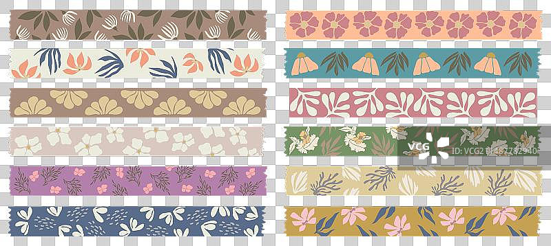 花卉图案和纸胶带合集图片素材