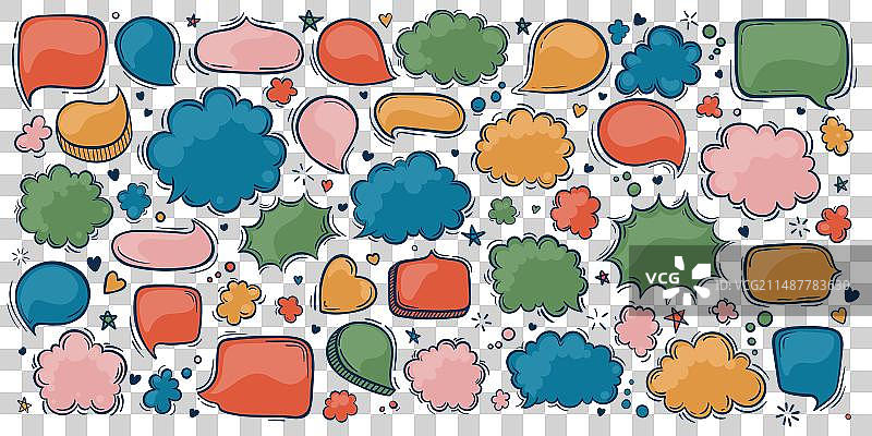 彩色图标集对话气泡云语音气泡图片素材