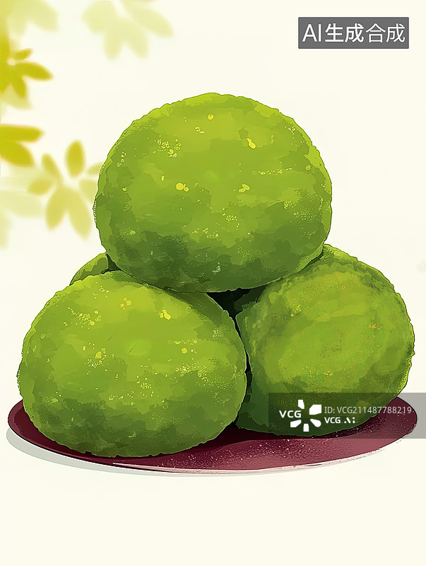 【AI数字艺术】点心青团的插画图片素材