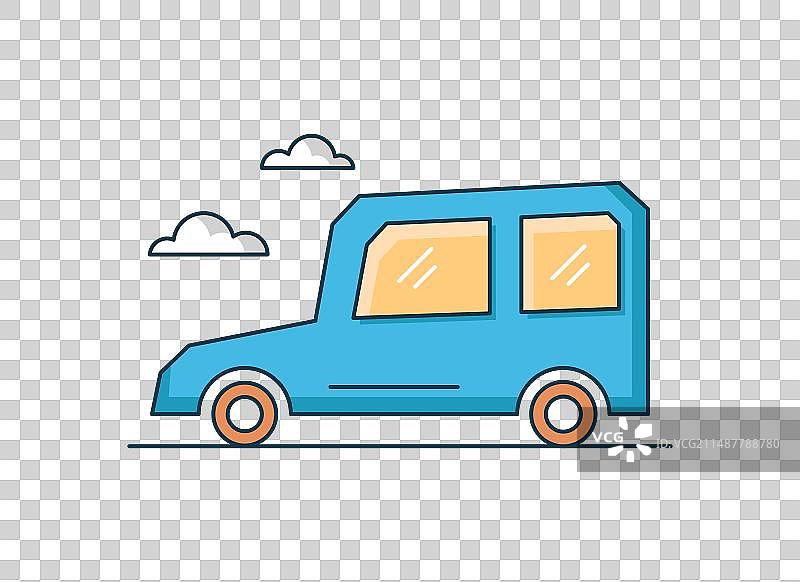 扁平风格现代汽车线条图片素材