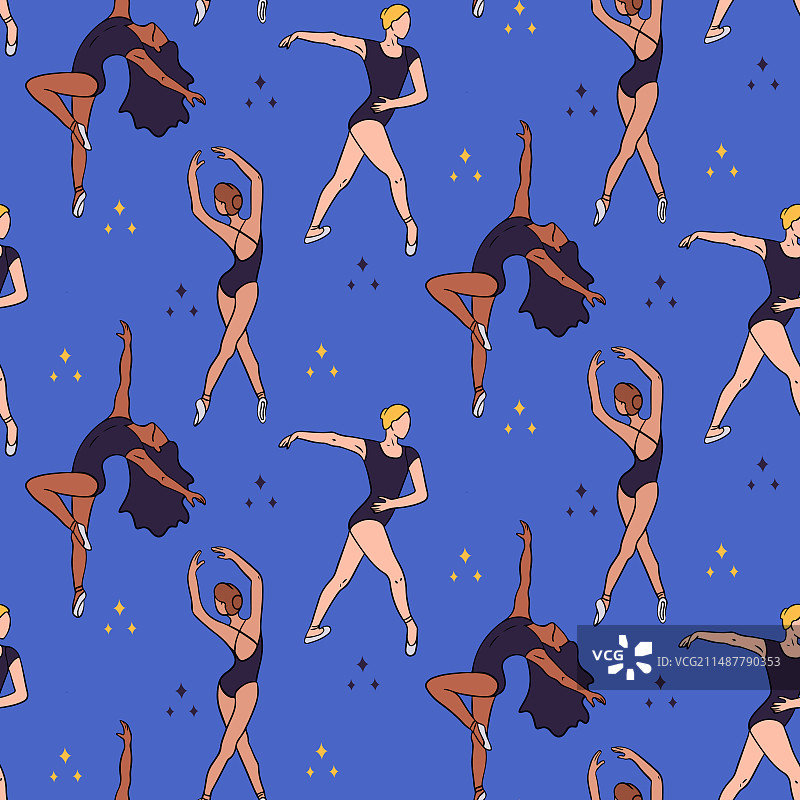 跳舞芭蕾舞女演员无缝图案图片素材