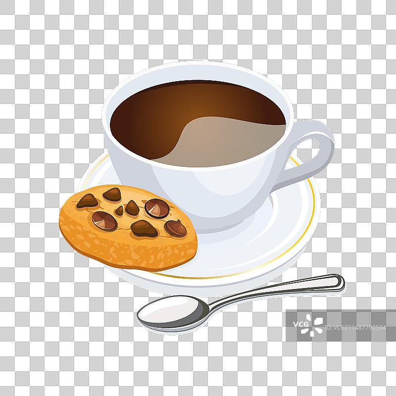 咖啡杯和巧克力曲奇饼干图标图片素材