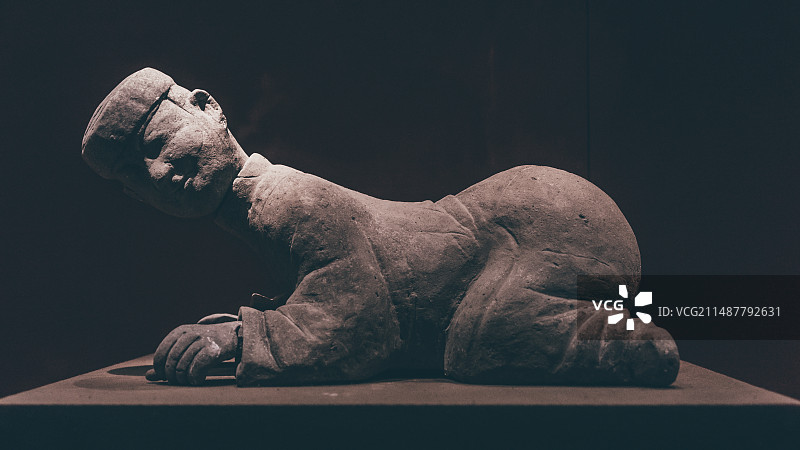 成都博物馆藏品东汉微笑陶俑，Collections of Chengdu Museum, China图片素材