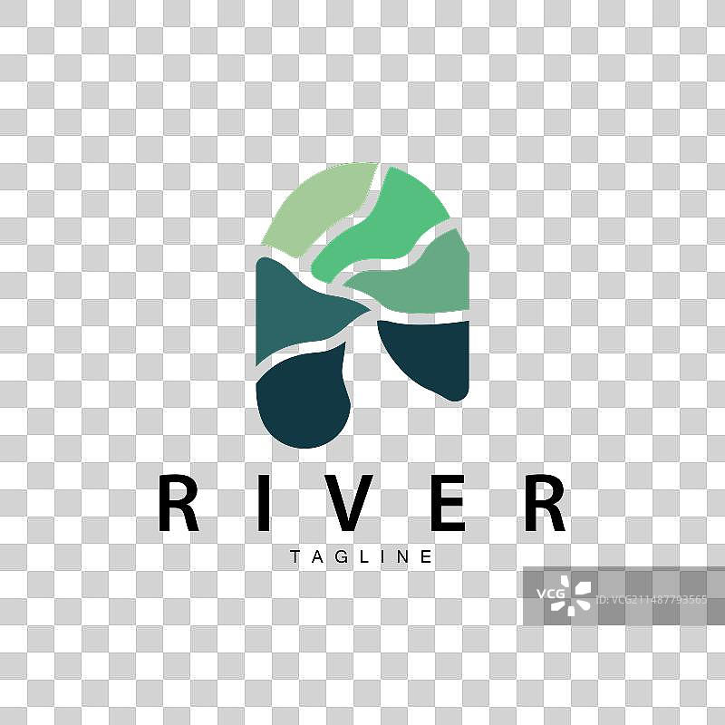 河流Logo河岸山脉设计农业图片素材