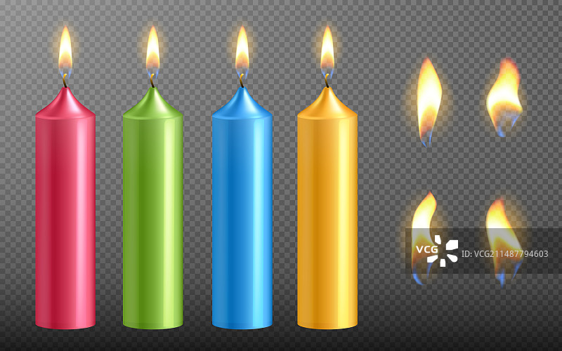 逼真蜡烛火焰 isolated on图片素材