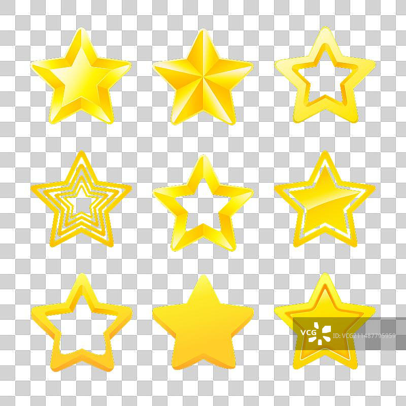 不同金色等级星星组合图片素材