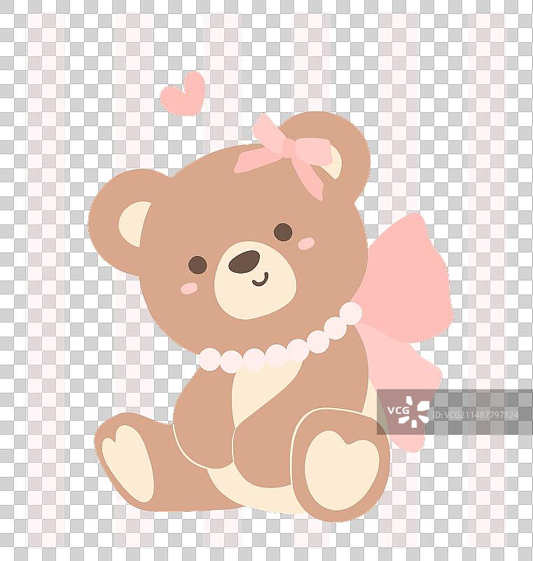 可爱俏皮泰迪熊系粉色丝带蝴蝶结图片素材