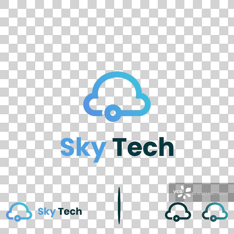 具有技术元素logo设计的云朵图片素材