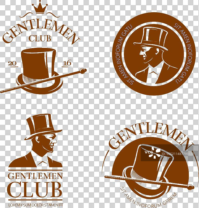 复古绅士俱乐部徽标标签图片素材