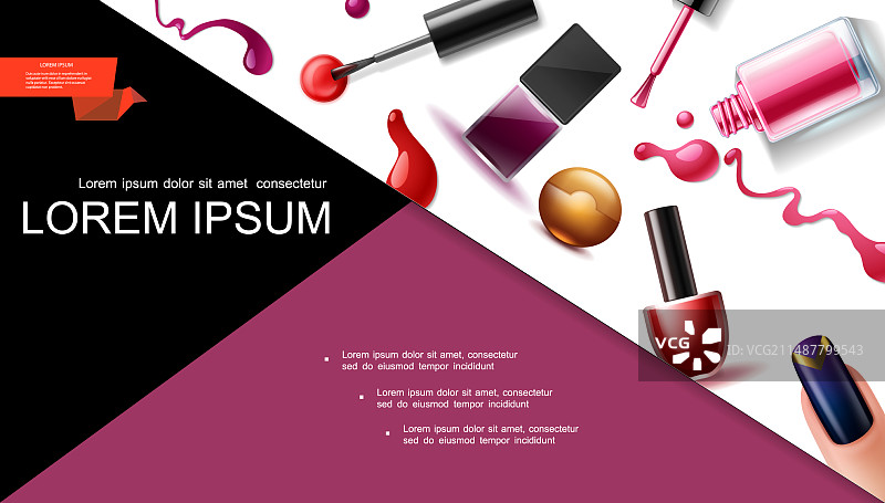 逼真指甲油组合图片素材