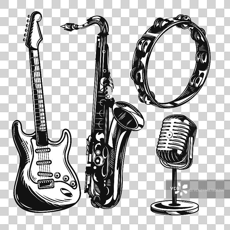 吉他麦克风乐器组合图片素材