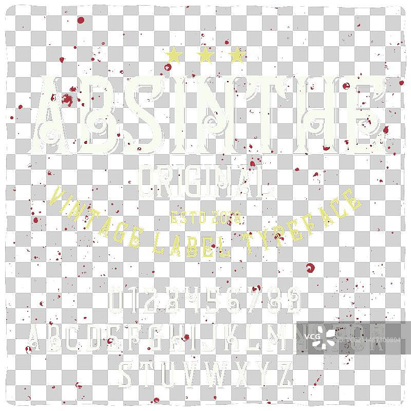 苦艾酒字母字体与样品标签设计图片素材