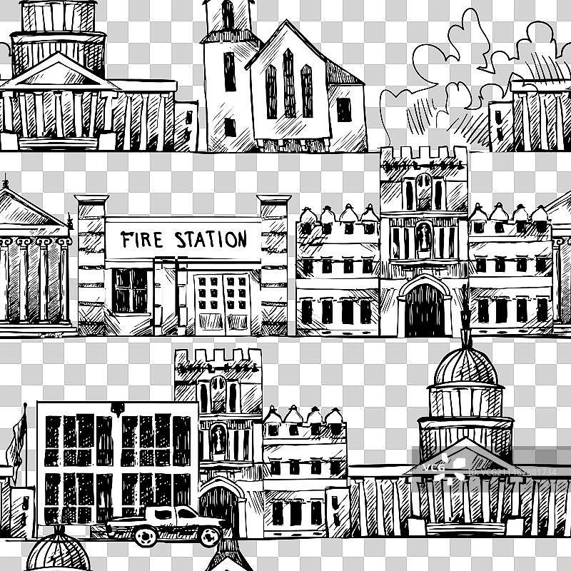 具有政府建筑的无缝背景图片素材