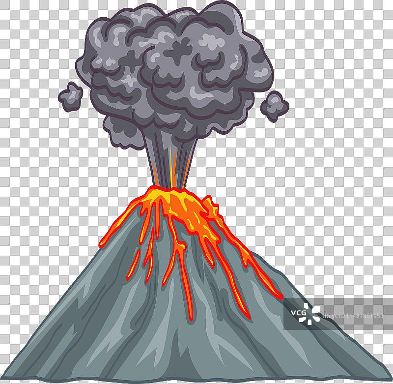 火山喷发绘画图片素材