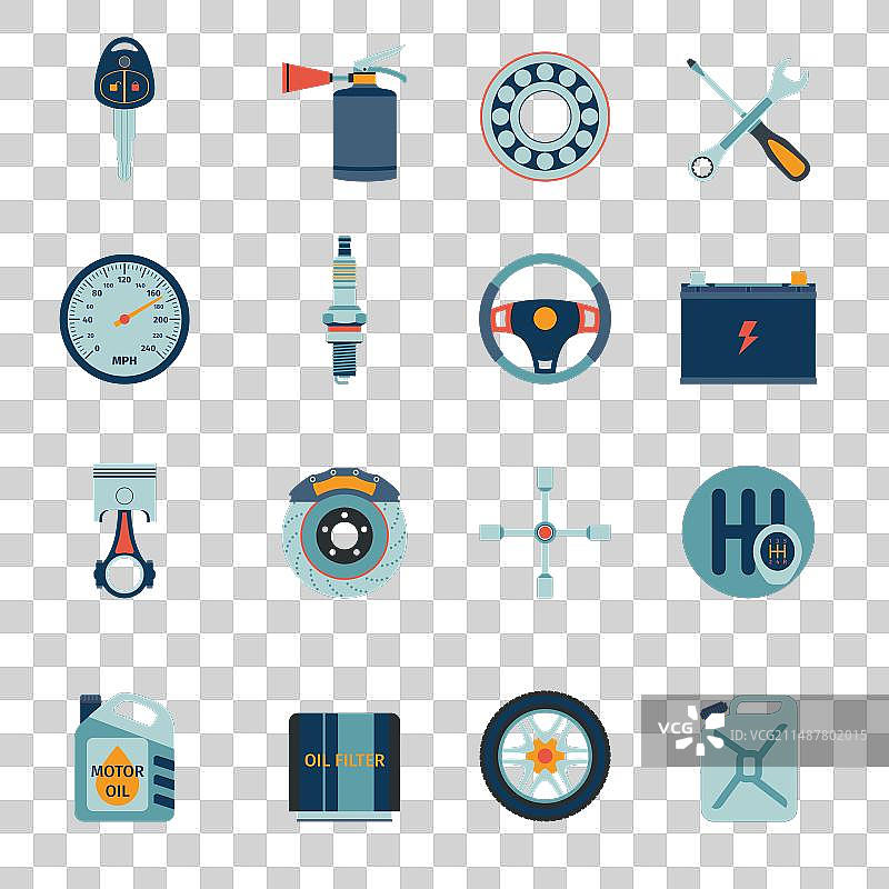 汽车零件扁平图标图片素材