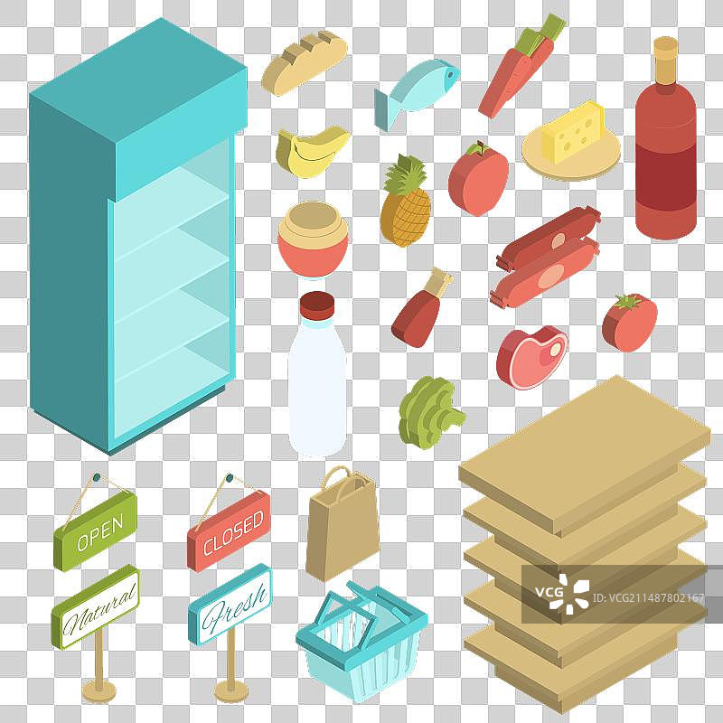 超市图标2.5D图片素材