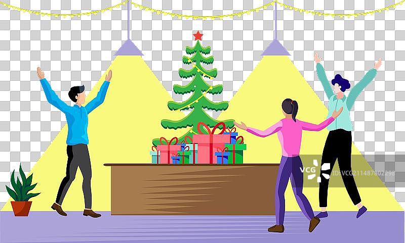 人们在办公室里庆祝圣诞节图片素材