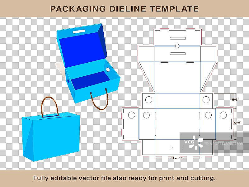 迷你绳柄鞋盒刀线模板图片素材