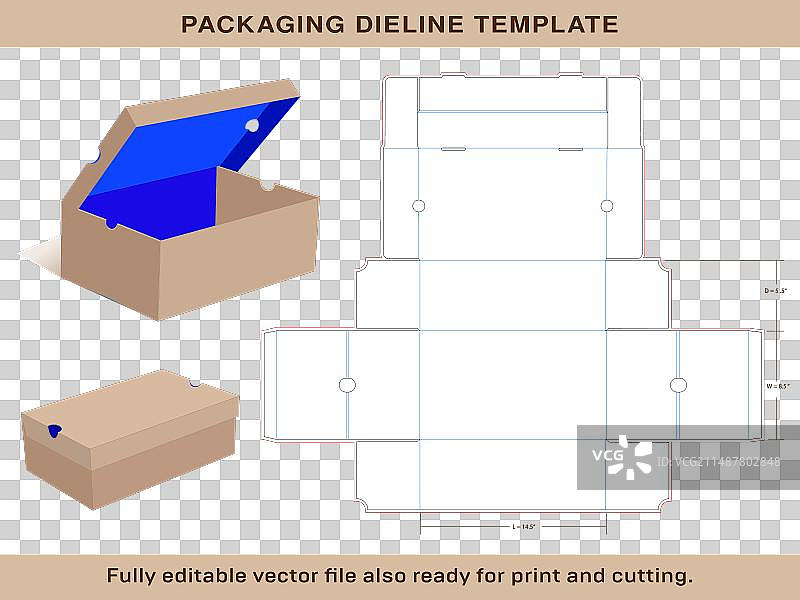 运动鞋鞋盒模板，大尺寸145x85x55图片素材