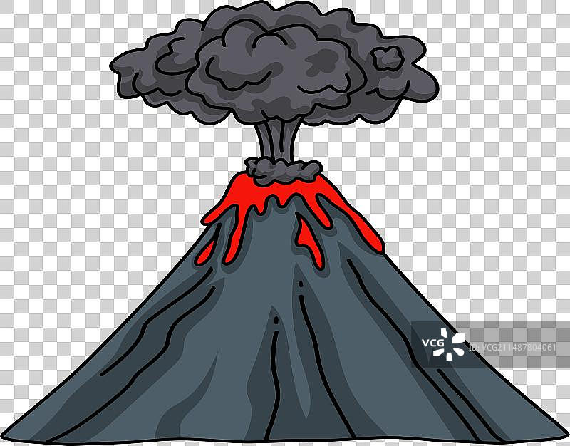 火山喷发绘画图片素材