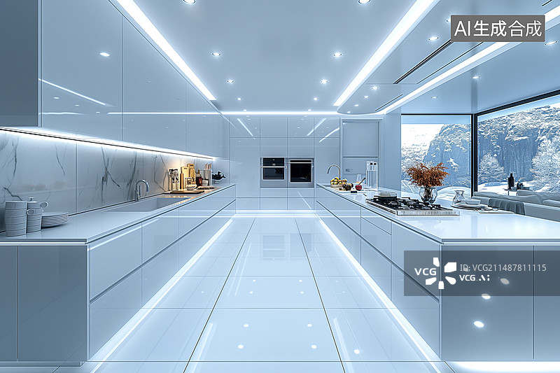 【AI数字艺术】开放式厨房图片素材