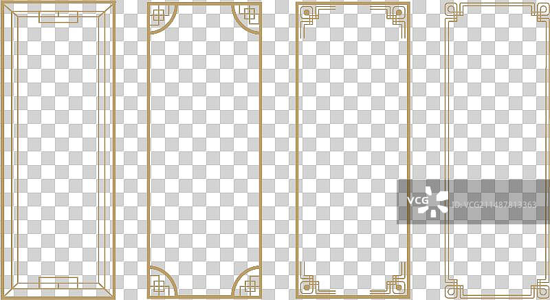 中国传统图纹边框 白色背景素材图片素材