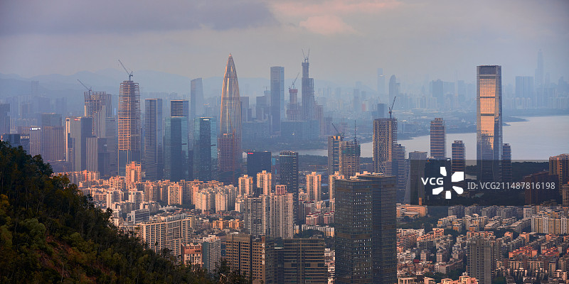 深圳南山深圳湾前海CBD建筑群城市风光图片素材