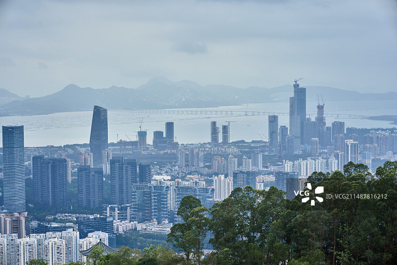 深圳南山深圳湾前海CBD建筑群城市风光图片素材