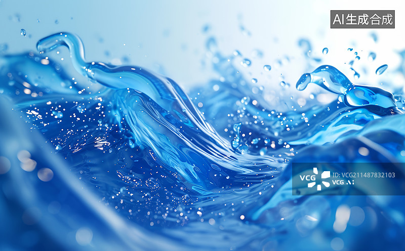 【AI数字艺术】蓝色水波纹图片素材